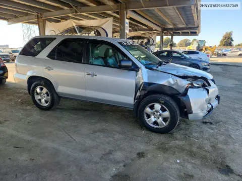 2004 Acura Mdx VIN 2HNYD18294H537349 фото 4