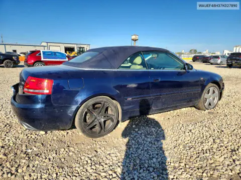 2007 Audi A4 S-Line 2.0T Cabriolet Quattro VIN WAUEF48H37K027890 фото 3