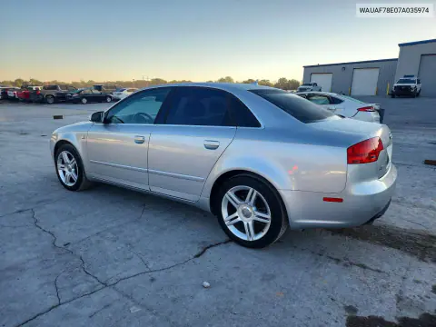 2007 Audi A4 2 VIN WAUAF78E07A035974 фото 2