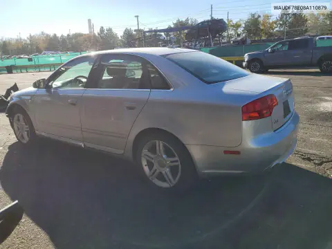 2008 Audi A4 2.0T Quattro VIN WAUDF78E08A110879 фото 2