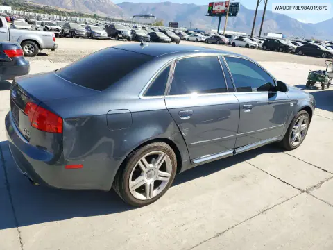 2008 Audi A4 2.0T Quattro VIN WAUDF78E98A019870 фото 3