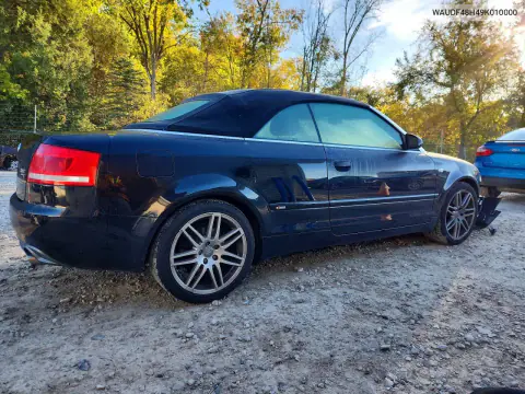 2009 Audi A4 2.0T Cabriolet Quattro VIN WAUDF48H49K010000 фото 3