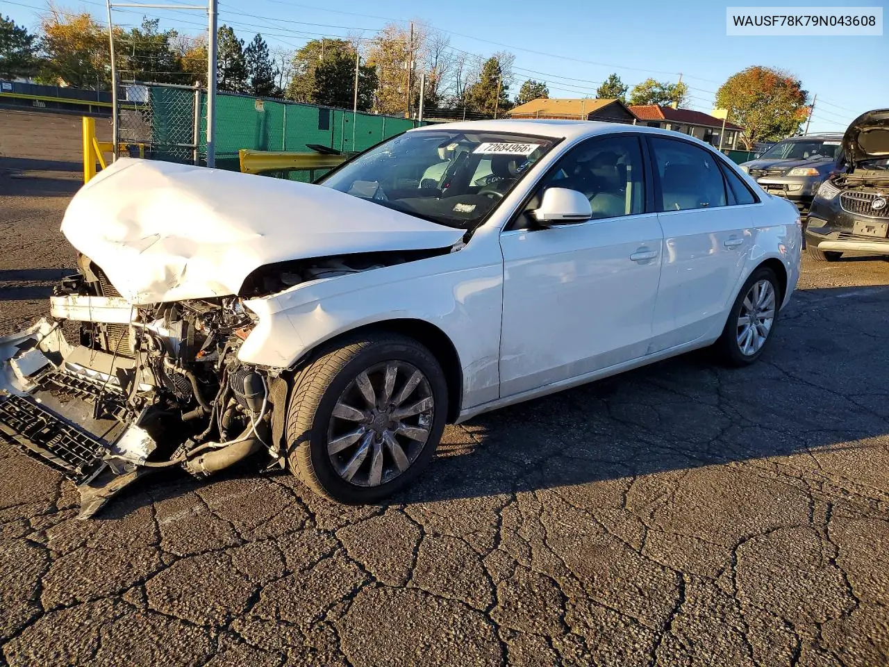 2009 Audi A4 Premium Plus VIN WAUSF78K79N043608 фото 1