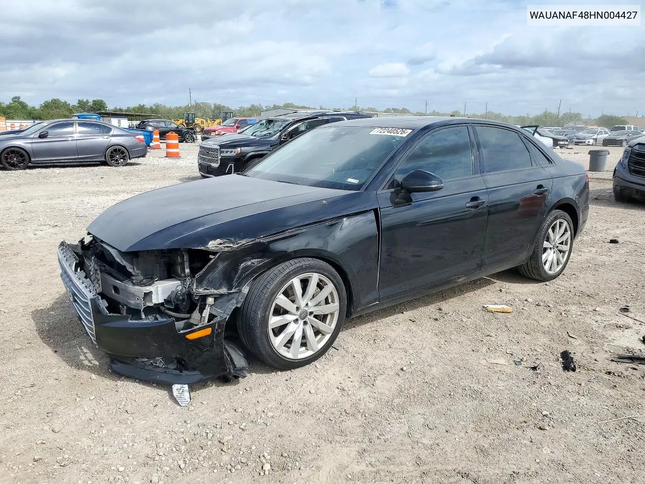 2017 Audi A4 Premium VIN WAUANAF48HN004427 фото 1