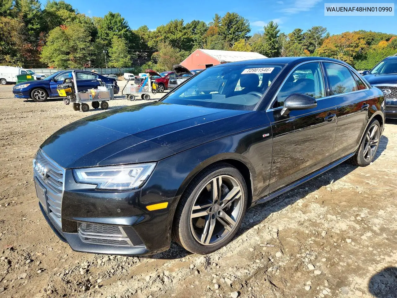 WAUENAF48HN010990 Audi A4 2017 — повреждение Подтопление, фото до ремонта