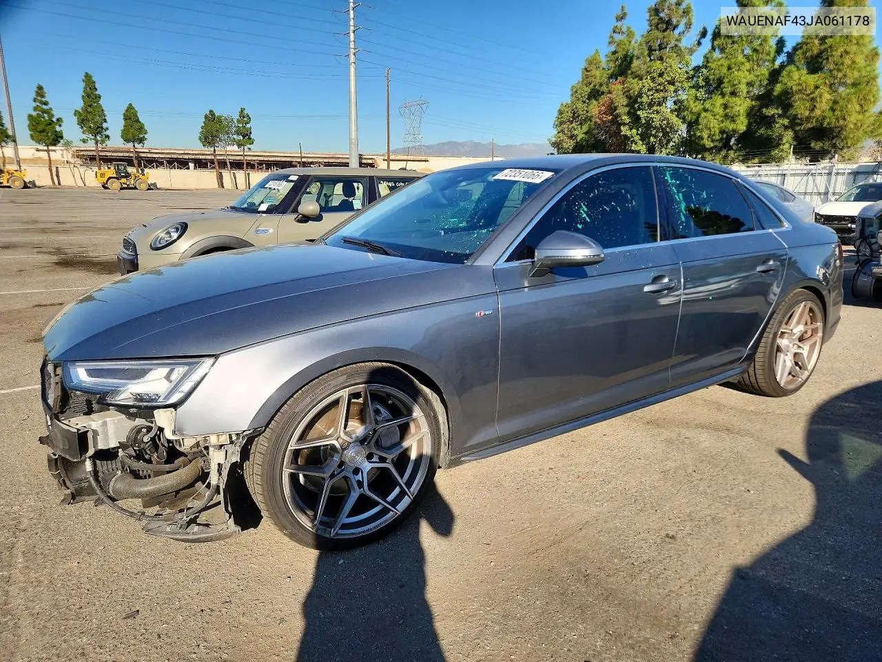 2018 Audi A4 Premium Plus VIN WAUENAF43JA061178 фото 1