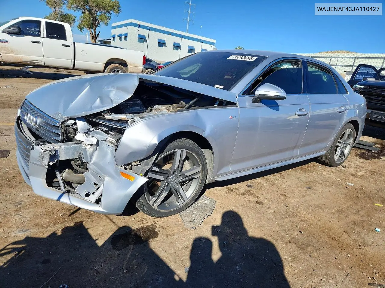 2018 Audi A4 Premium Plus VIN WAUENAF43JA110427 фото 1