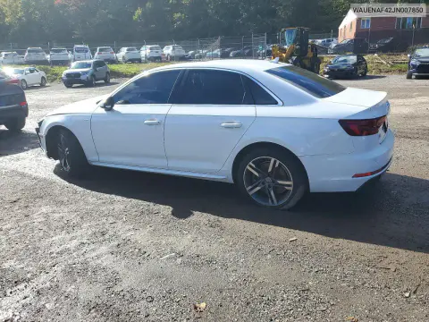 2018 Audi A4 Premium Plus VIN WAUENAF42JN007850 фото 2