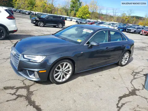 WAUENAF46KN012356 — 2019 Audi A4, Задняя часть, фото до ремонта