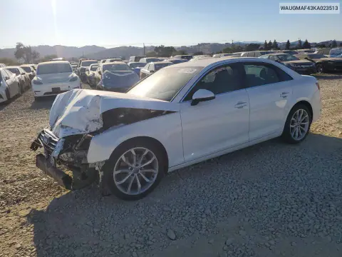 2019 Audi A4 Premium VIN WAUGMAF43KA023513 фото 1