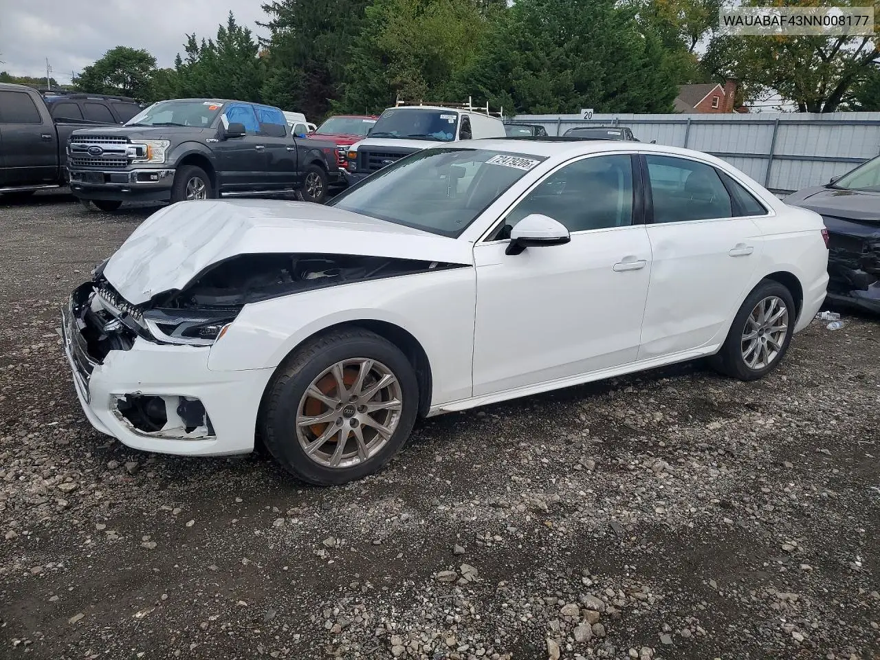 2022 Audi A4 Premium 40 VIN WAUABAF43NN008177 фото 1