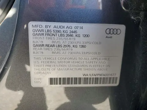 WA1LFAFPXFA031677 — 2015 Audi Q5, Передняя часть (Front End), фото до ремонта