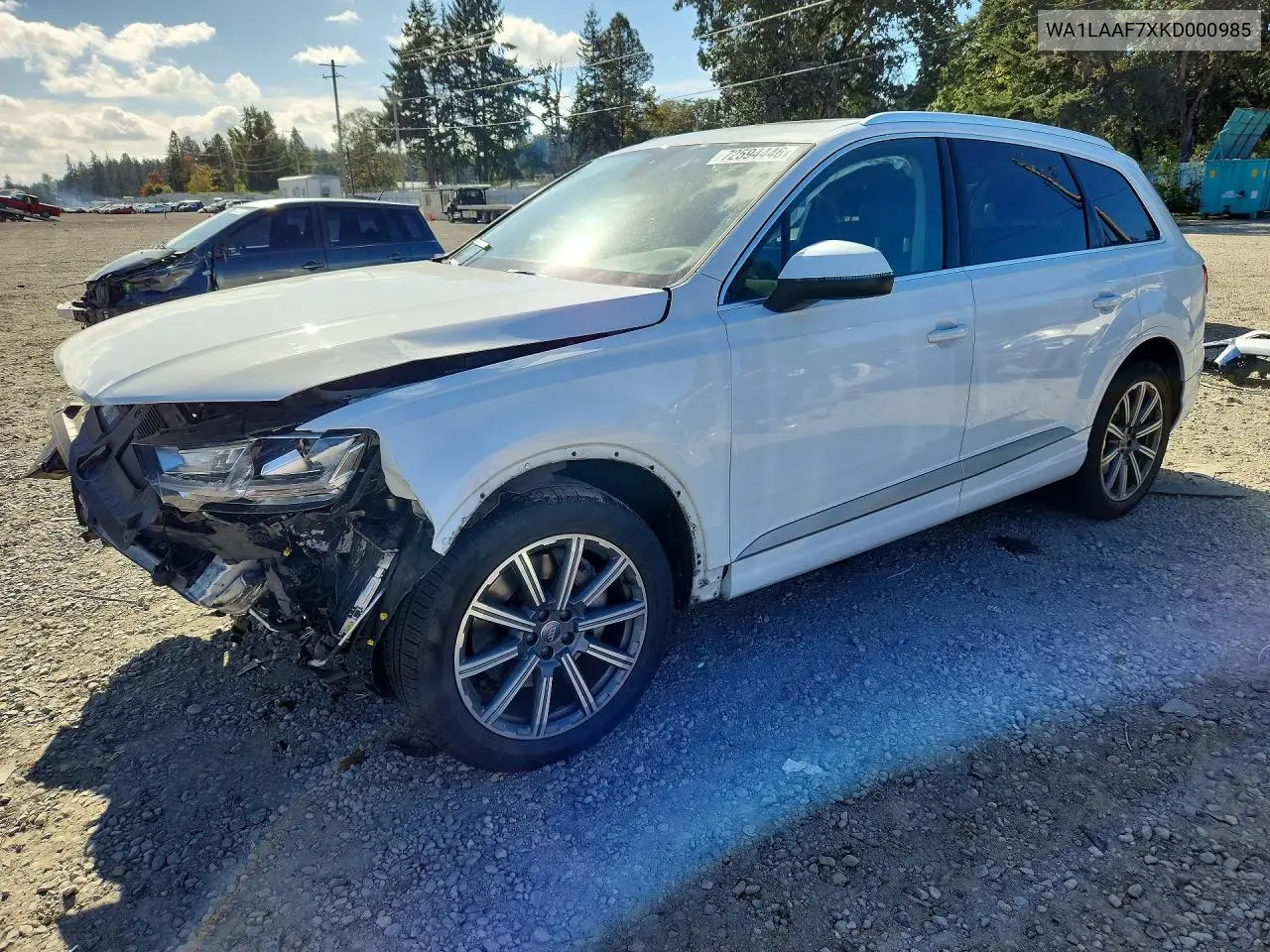 2019 Audi Q7 Premium Plus VIN WA1LAAF7XKD000985 фото 1