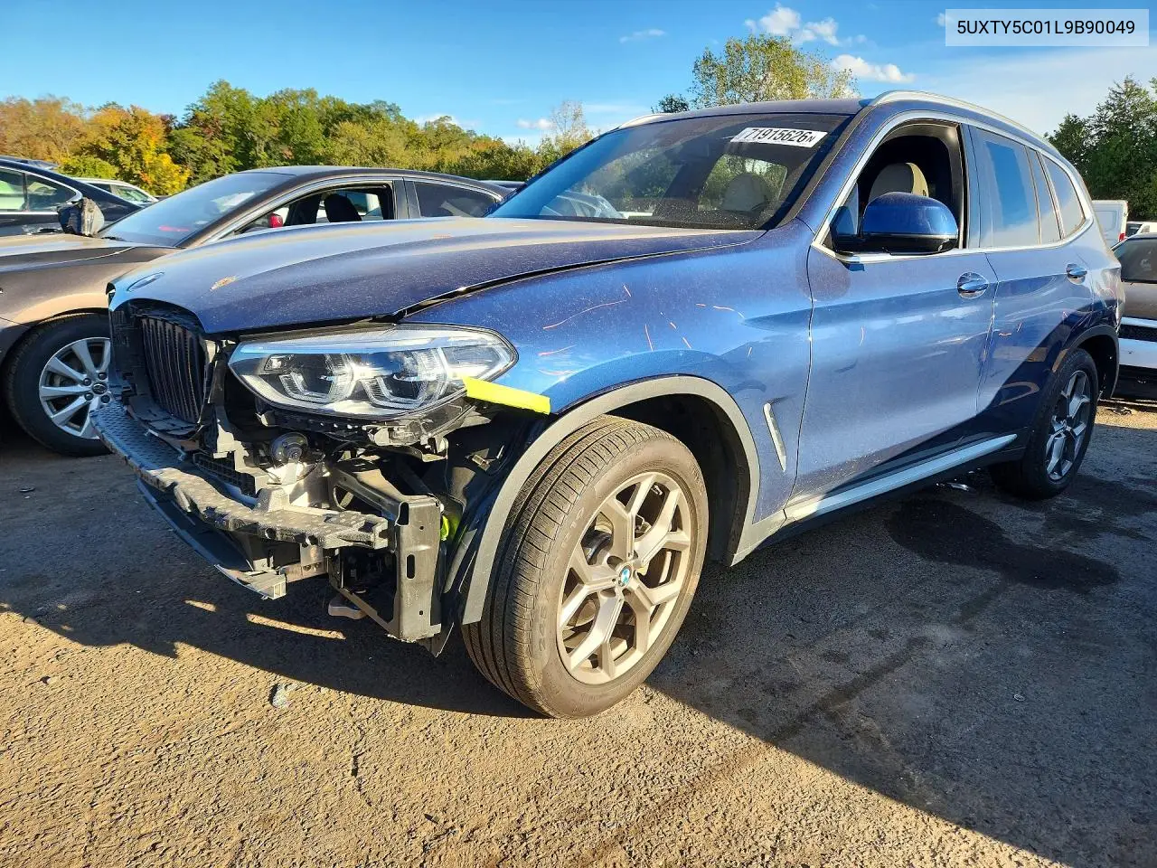 2020 BMW X3 xDrive30I VIN 5UXTY5C01L9B90049 фото 1