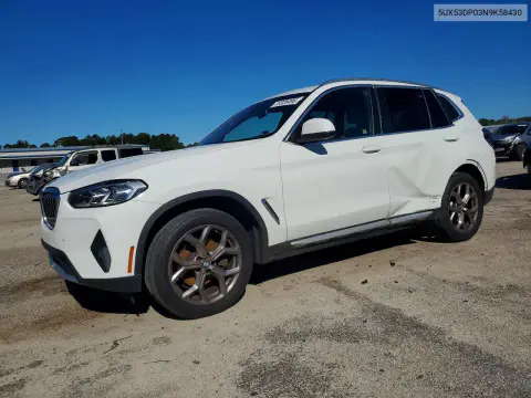 5UX53DP03N9K58430 — 2022 BMW X3, Сторона, фото до ремонта