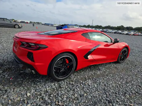 2022 Chevrolet Corvette Stingray 3Lt VIN 1G1YC2D43N5114418 фото 3