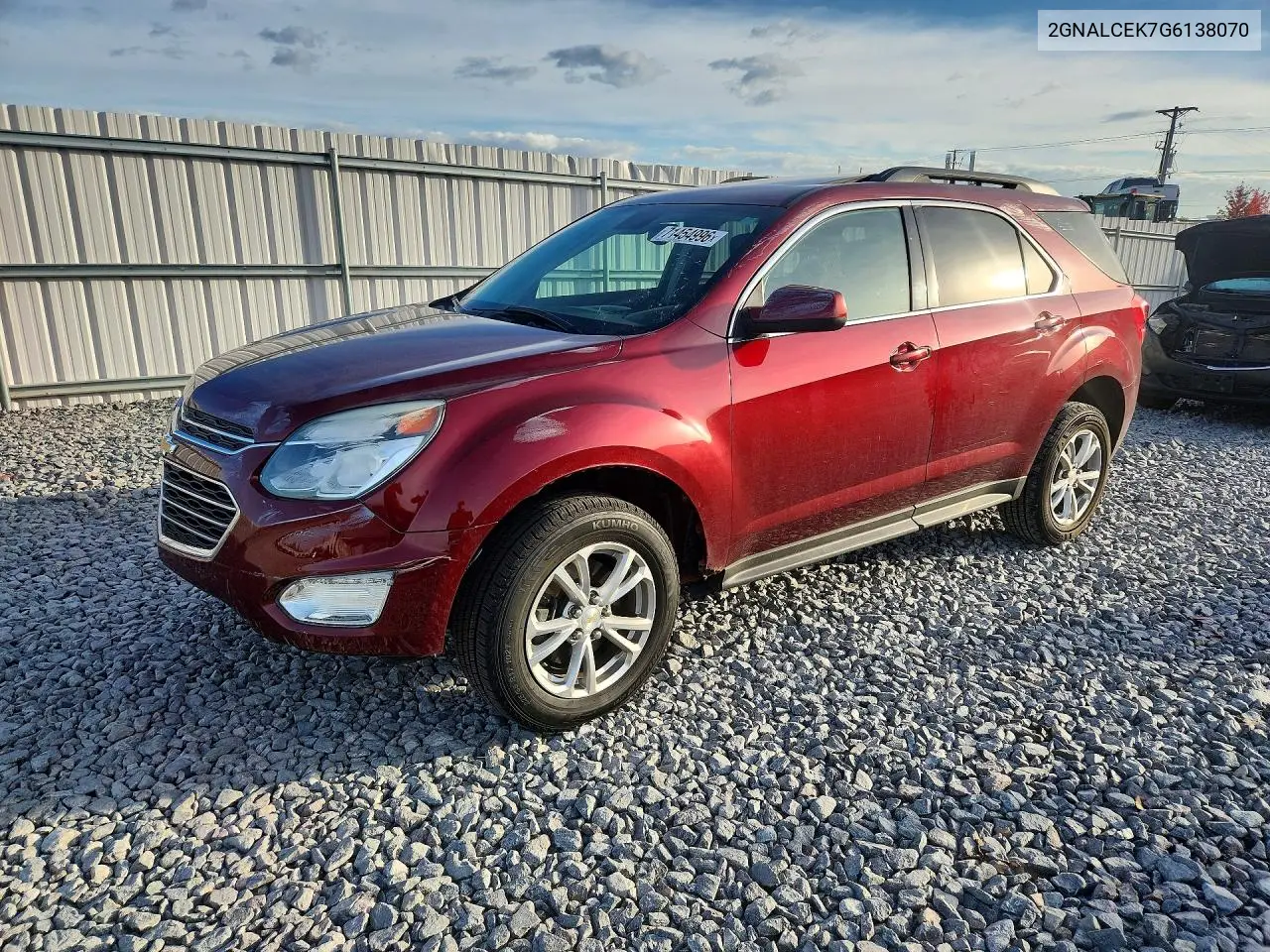 2016 Chevrolet Equinox Lt VIN 2GNALCEK7G6138070 фото 1