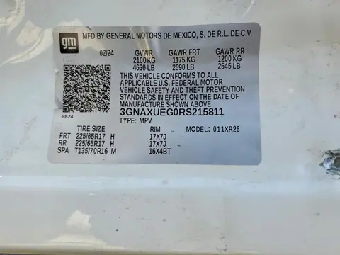 2024 CHEVROLET EQUINOX VIN 3GNAXUEG0RS215811 фото 13