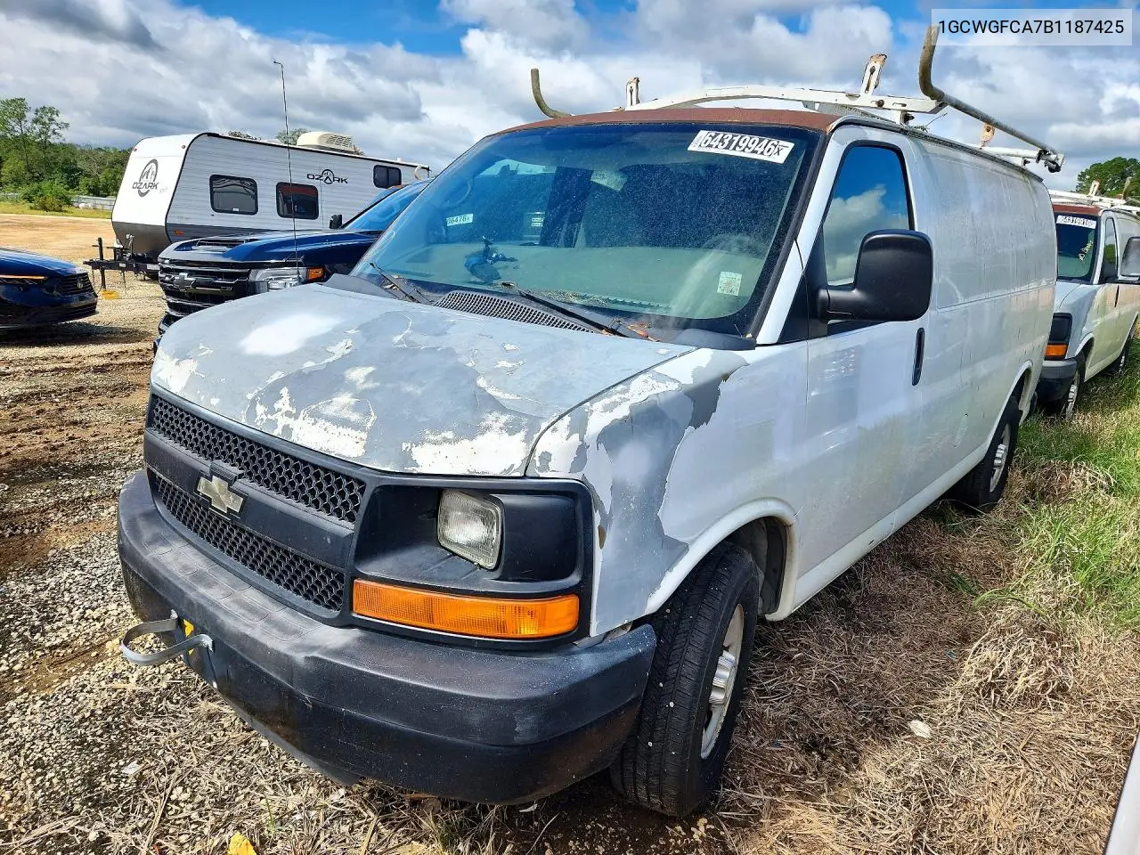 2011 Chevrolet Express G2500 VIN 1GCWGFCA7B1187425 фото 1
