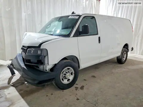 1GCWGAFP0P1108199 — 2023 Chevrolet Express, Передняя часть, фото до ремонта