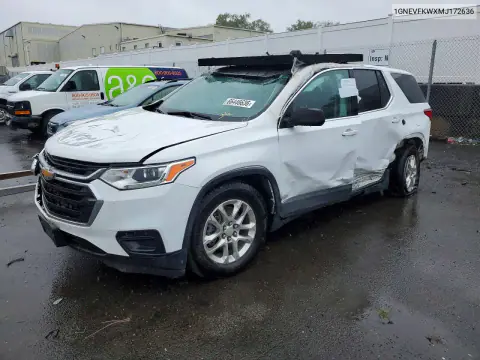 1GNEVFKWXMJ172636 — 2021 Chevrolet Traverse, Повреждения со всех сторон, фото до ремонта