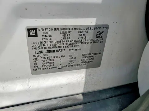 2017 CHEVROLET TRAX VIN 3GNCJLSB6HL188247 фото 12