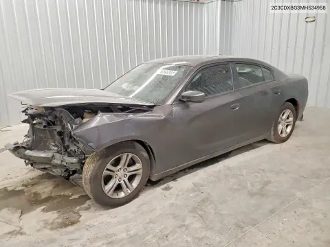 2C3CDXBG3MH534958 — 2021 Dodge Charger, Передняя часть, фото до ремонта