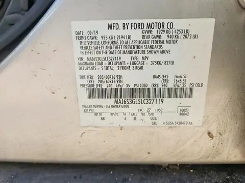 2020 FORD ECOSPORT VIN MAJ6S3GL5LC327119 фото 14