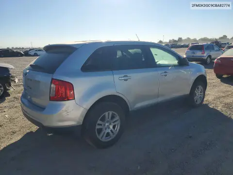 2012 Ford Edge Se VIN 2FMDK3GC9CBA82774 фото 3