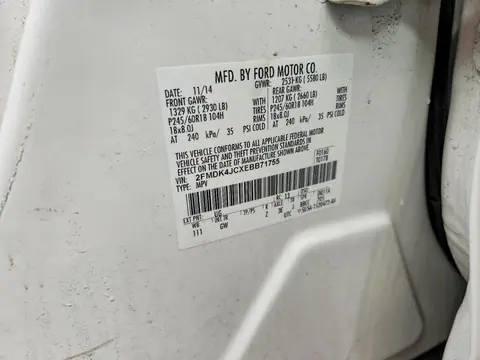 2014 FORD EDGE VIN 2FMDK4JCXEBB71755 фото 13