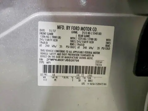 2018 Ford Edge VIN 2FMPK4K97JBB20708 фото 13