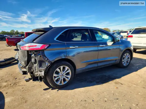 2019 Ford Edge Titanium VIN 2FMPK4K99KBB81754 фото 3