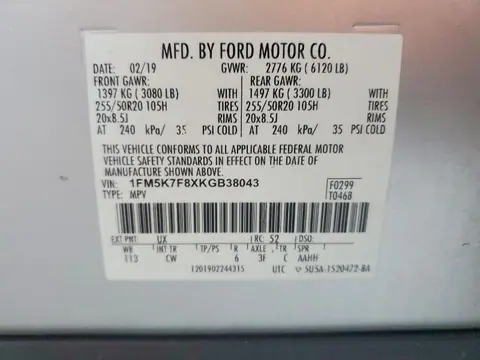 2019 FORD EXPLORER VIN 1FM5K7F8XKGB38043 фото 13