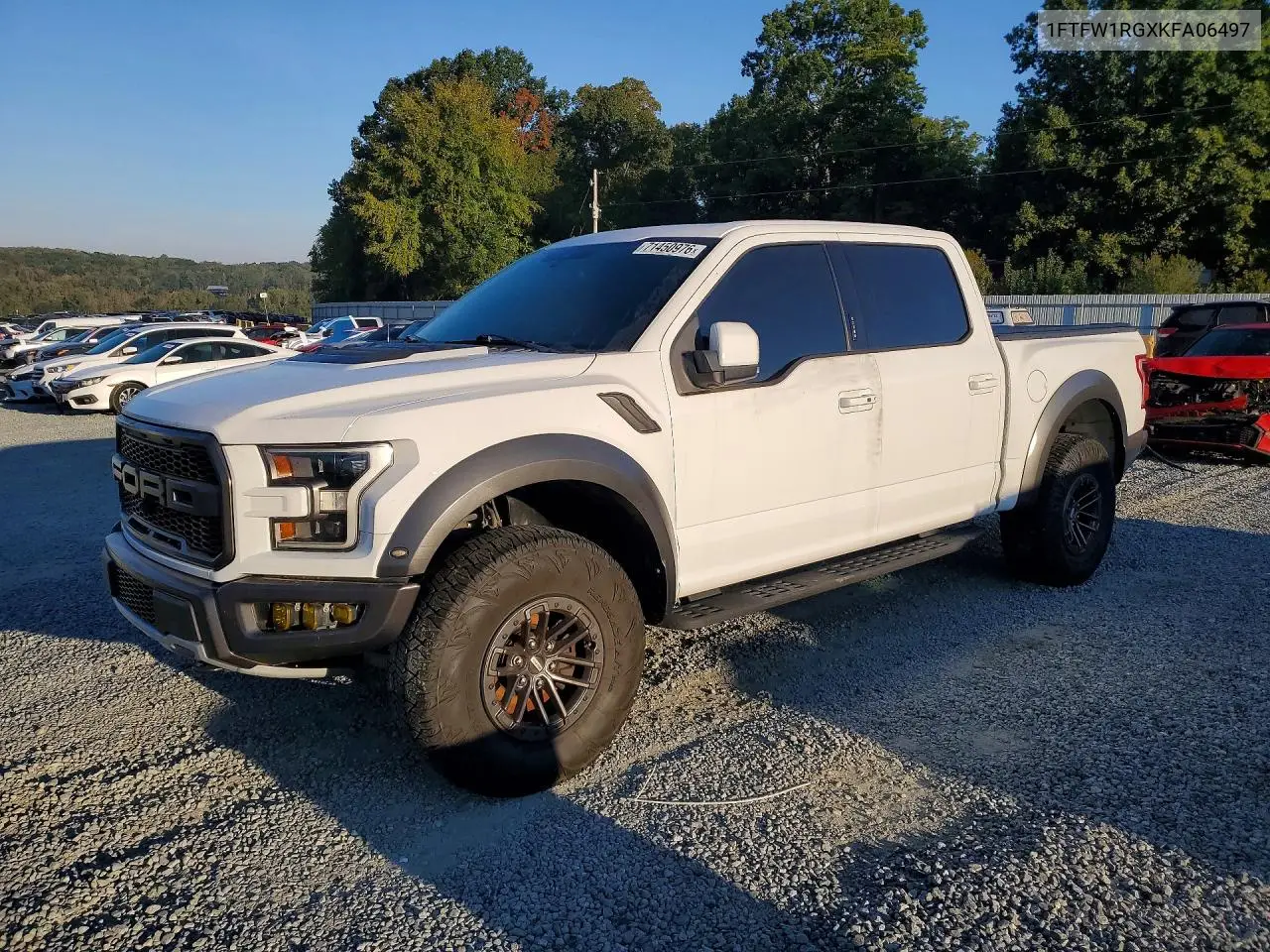 2019 Ford F150 Raptor VIN 1FTFW1RGXKFA06497 фото 1