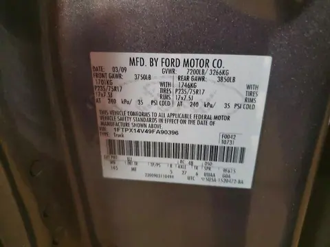 2009 FORD F150 VIN 1FTPX14V49FA90396 фото 12