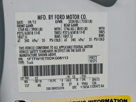 2013 FORD F150 VIN 1FTFW1ET0DKG08113 фото 12