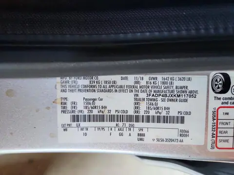 2019 Ford Fiesta VIN 3FADP4BJXKM117052 фото 12
