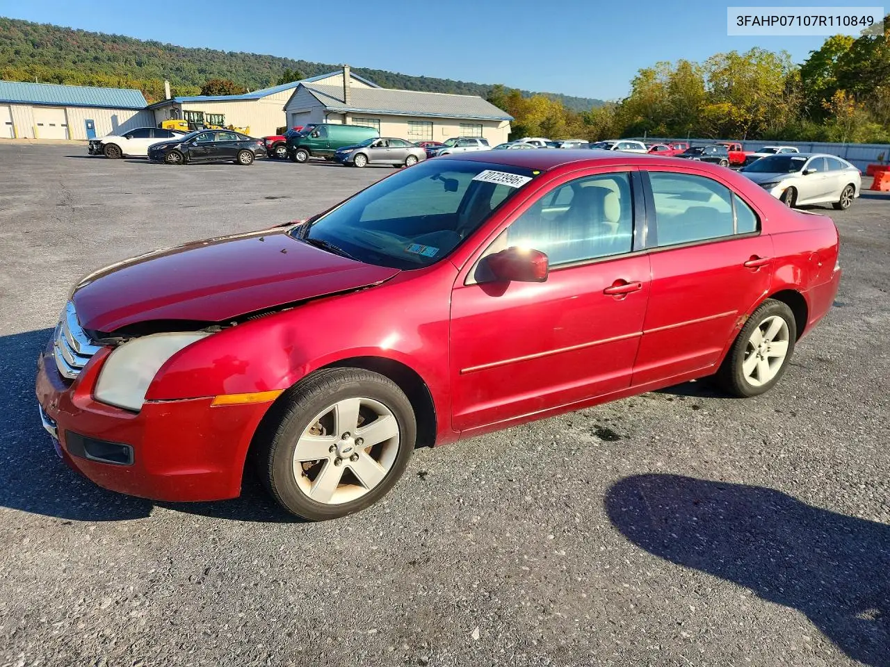 2007 Ford Fusion Se VIN 3FAHP07107R110849 фото 1
