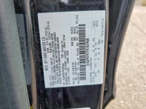 2015 FORD FUSION VIN 3FA6P0T97FR185968 фото 12