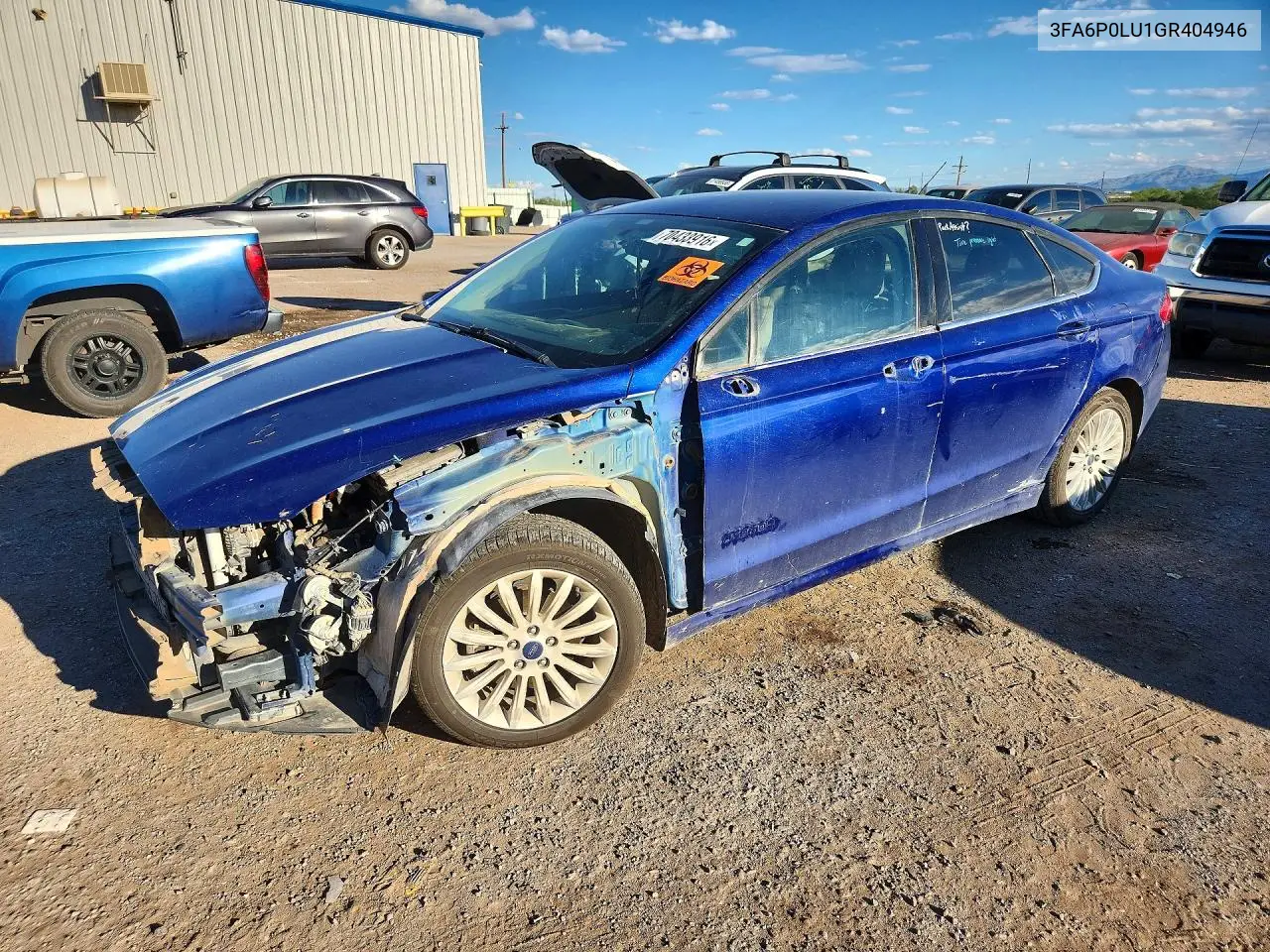 2016 Ford Fusion Se Hybrid VIN 3FA6P0LU1GR404946 фото 1
