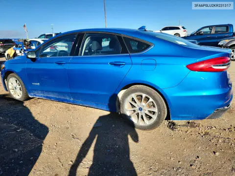 2019 Ford Fusion Se VIN 3FA6P0LU2KR231317 фото 2