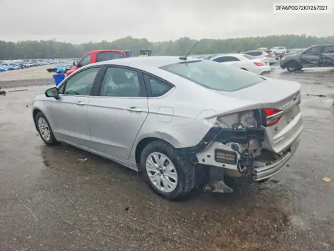 2019 Ford Fusion S VIN 3FA6P0G72KR267321 фото 2