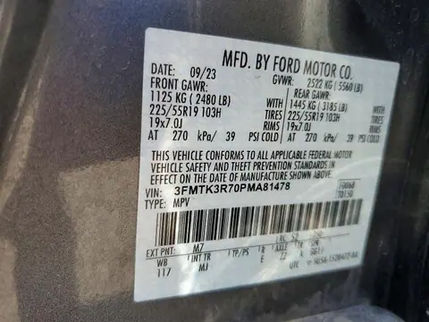 2023 FORD MUSTANG MACH-E VIN 3FMTK3R70PMA81478 фото 12