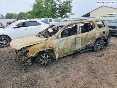 1GKKNKLA1MZ114833 — 2021 GMC Acadia, Пожар, фото до ремонта
