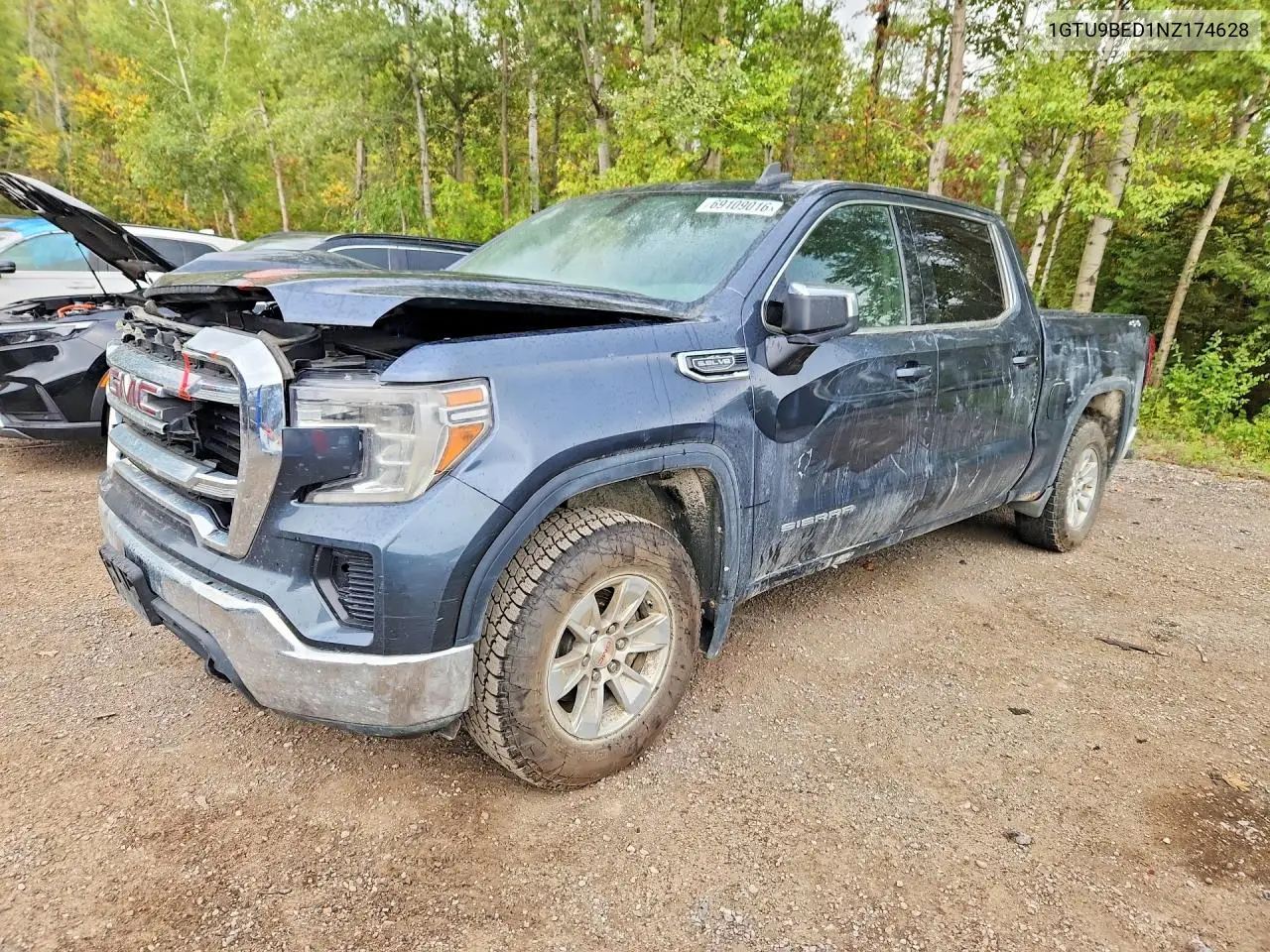 1GTU9BED1NZ174628 GMC Sierra 2022 — повреждение Передняя часть, фото до ремонта