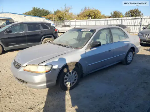 1HGCF86662A060840 — 2002 Honda Accord, Передняя часть, фото до ремонта