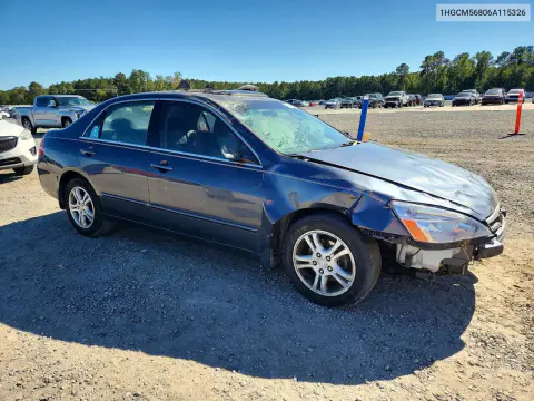 2006 Honda Accord Ex VIN 1HGCM56806A115326 фото 4