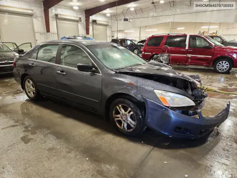 2007 Honda Accord Lx VIN 3HGCM56437G700353 фото 4