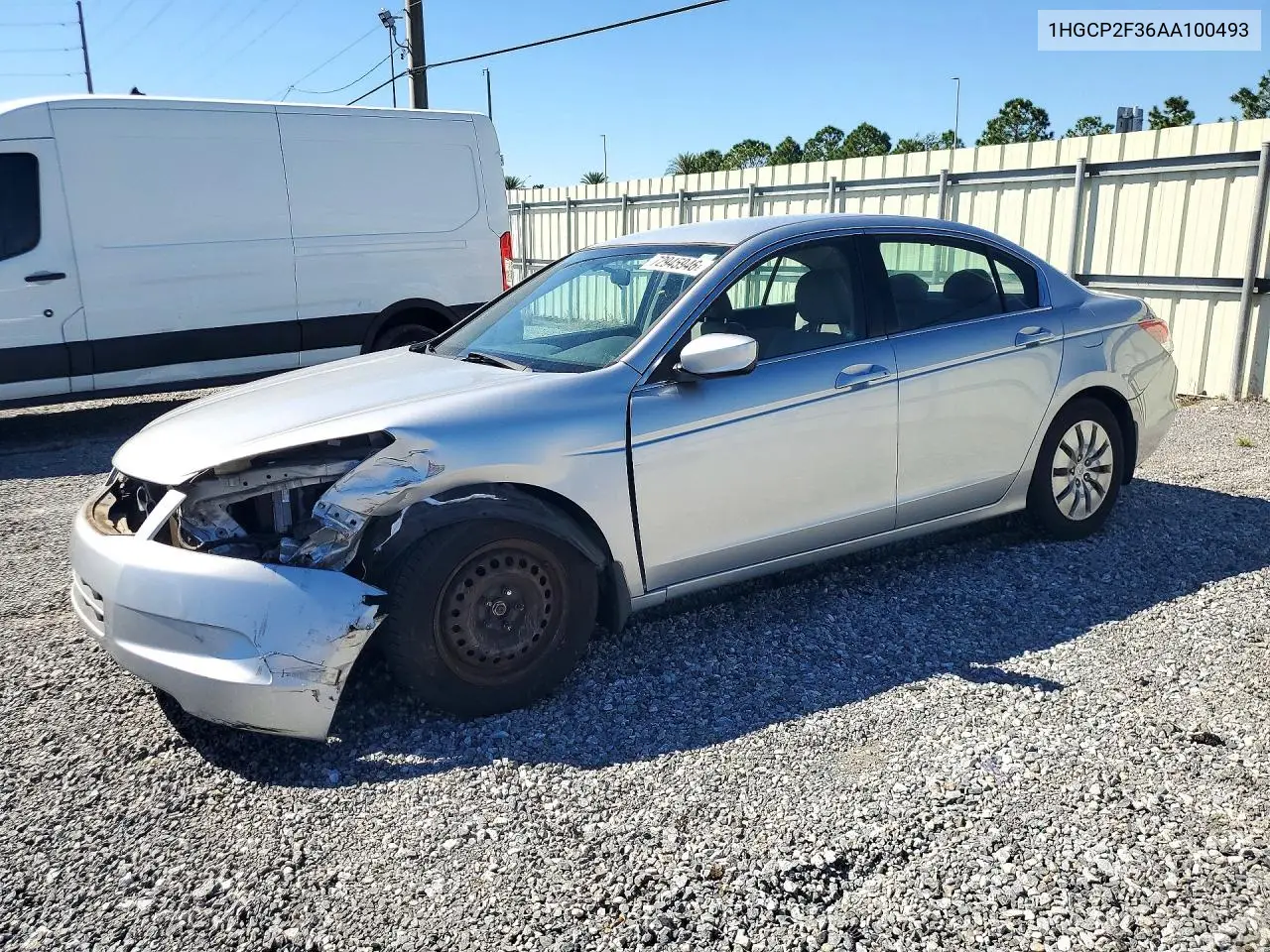 2010 Honda Accord Lx VIN 1HGCP2F36AA100493 фото 1