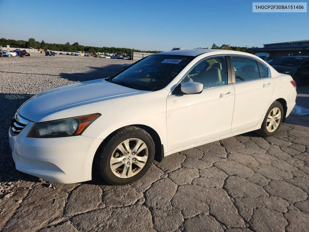 2011 Honda Accord Lx VIN 1HGCP2F30BA151456 фото 1